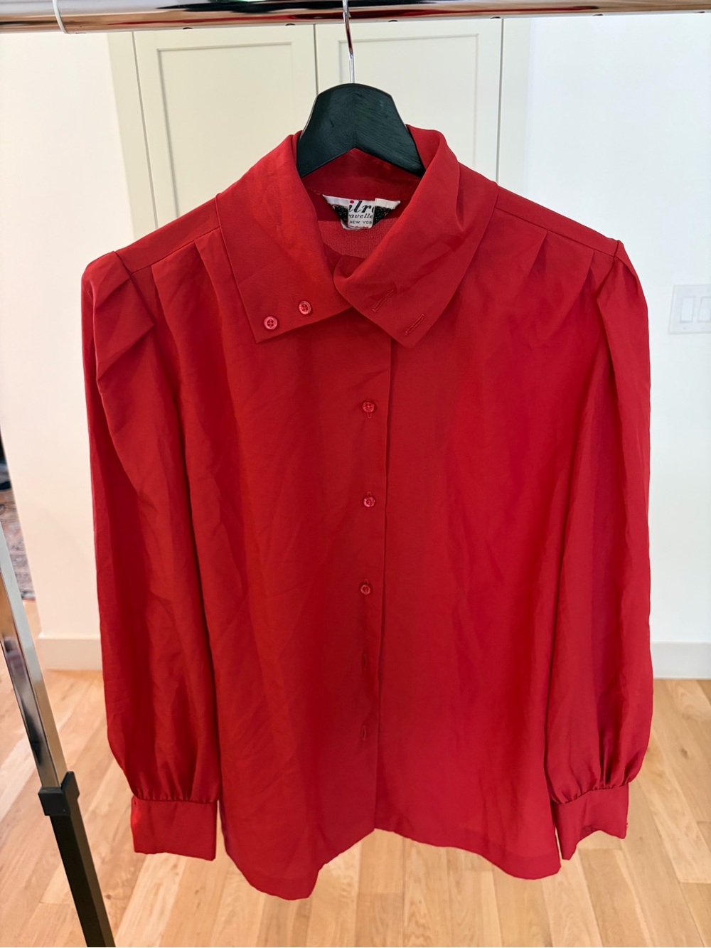 Vintage Classic Red Women's Button-Up Blouse